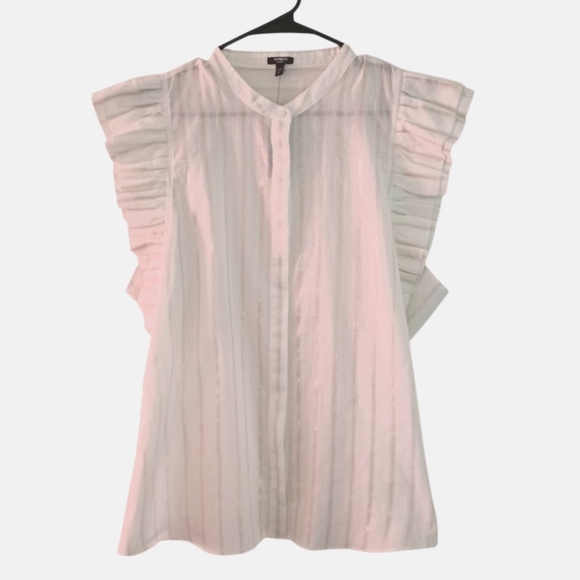 Express White Ruffle Sleeve Top - Picture 4 of 9